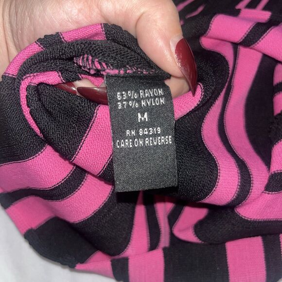 Cyrus Black Pink Mock Neck Long Sleeve Blouse M Medium Y2K - Picture 10 of 11